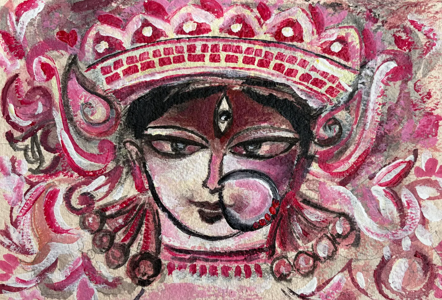 Mahashakti — The Gaze of the Goddess, Acrylic on canvas