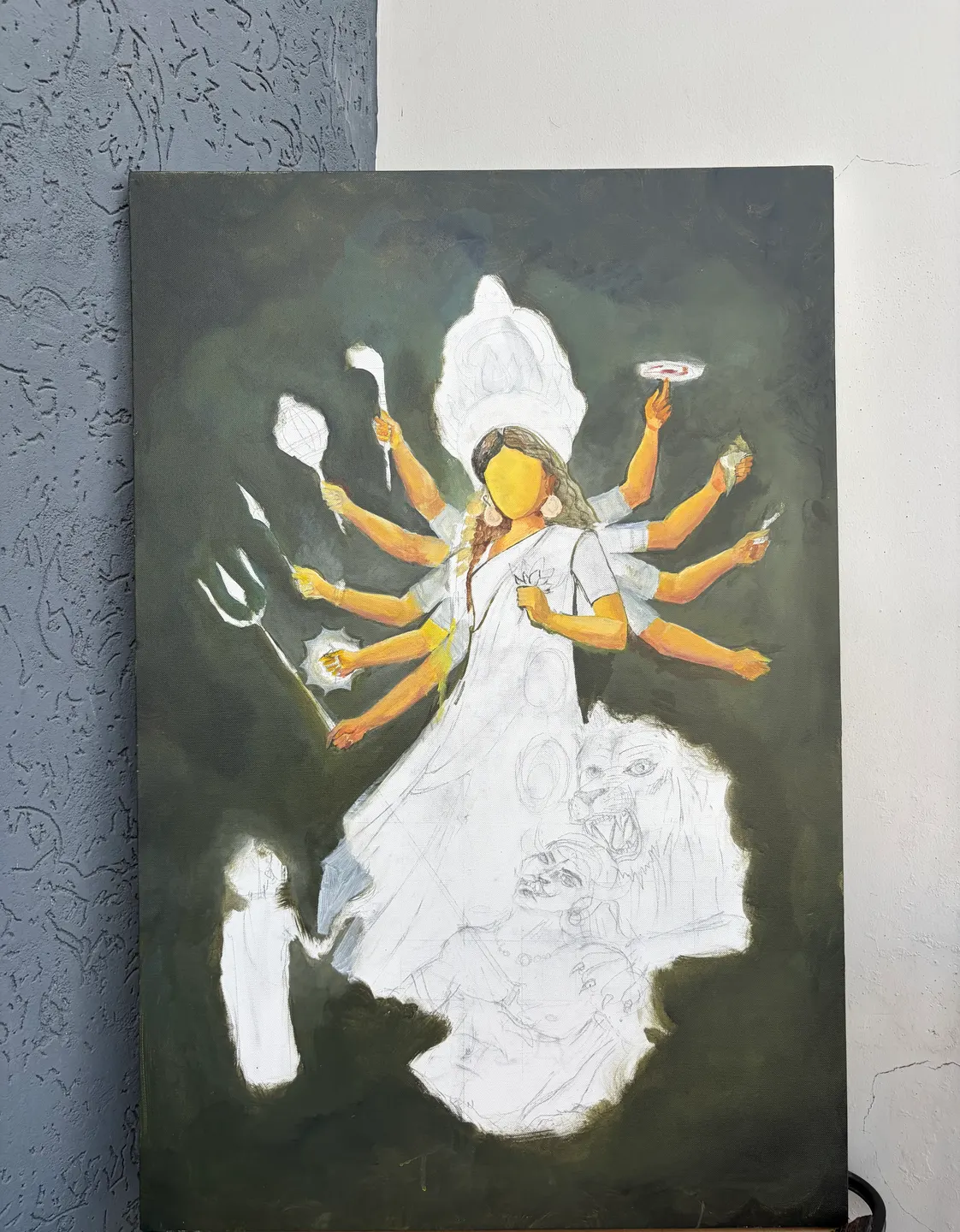 Awakening of Durga, Acrylic on canvas